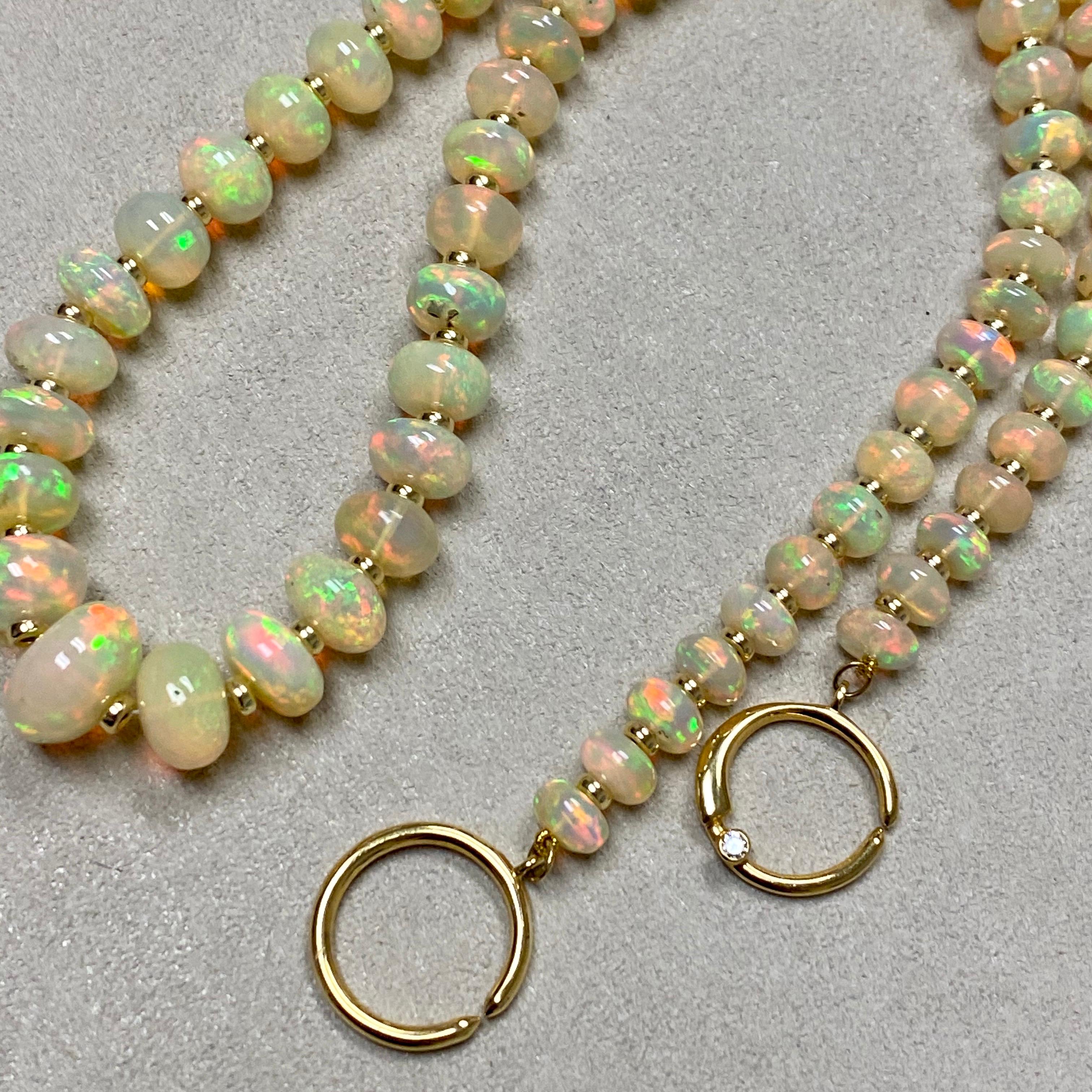 Syna Äthiopische Opal-Perlenkette aus Gelbgold (Zeitgenössisch) im Angebot