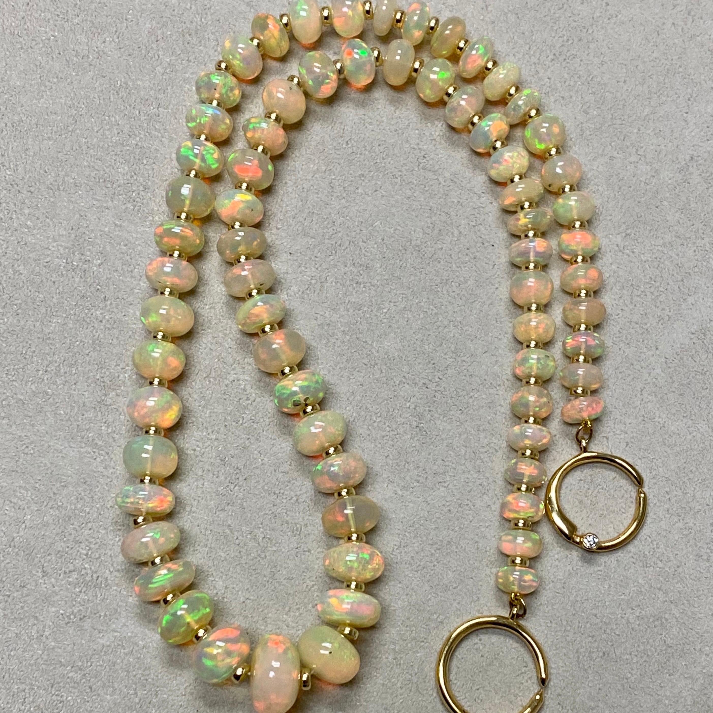 Syna Äthiopische Opal-Perlenkette aus Gelbgold im Zustand „Neu“ im Angebot in Fort Lee, NJ