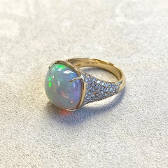 Syna Ethiopian Opal Yellow Gold Ring with Diamonds
