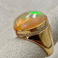 Syna Ethiopian Opal Yellow Gold Ring with Champagne Diamonds