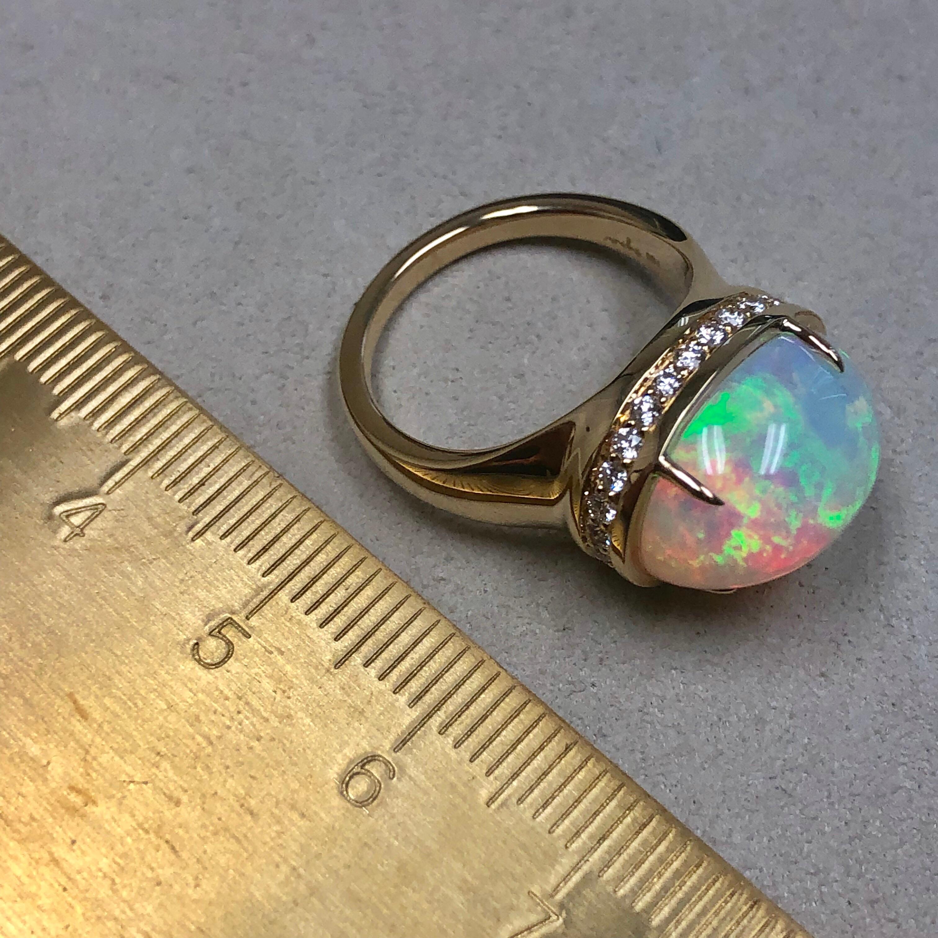 Syna Ethiopian Opal Yellow Gold Ring with Champagne Diamonds 2