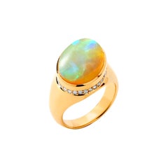 Syna Ethiopian Opal Yellow Gold Ring with Champagne Diamonds