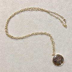 Syna Feather Agate Yellow Gold Pendant with Champagne Diamonds