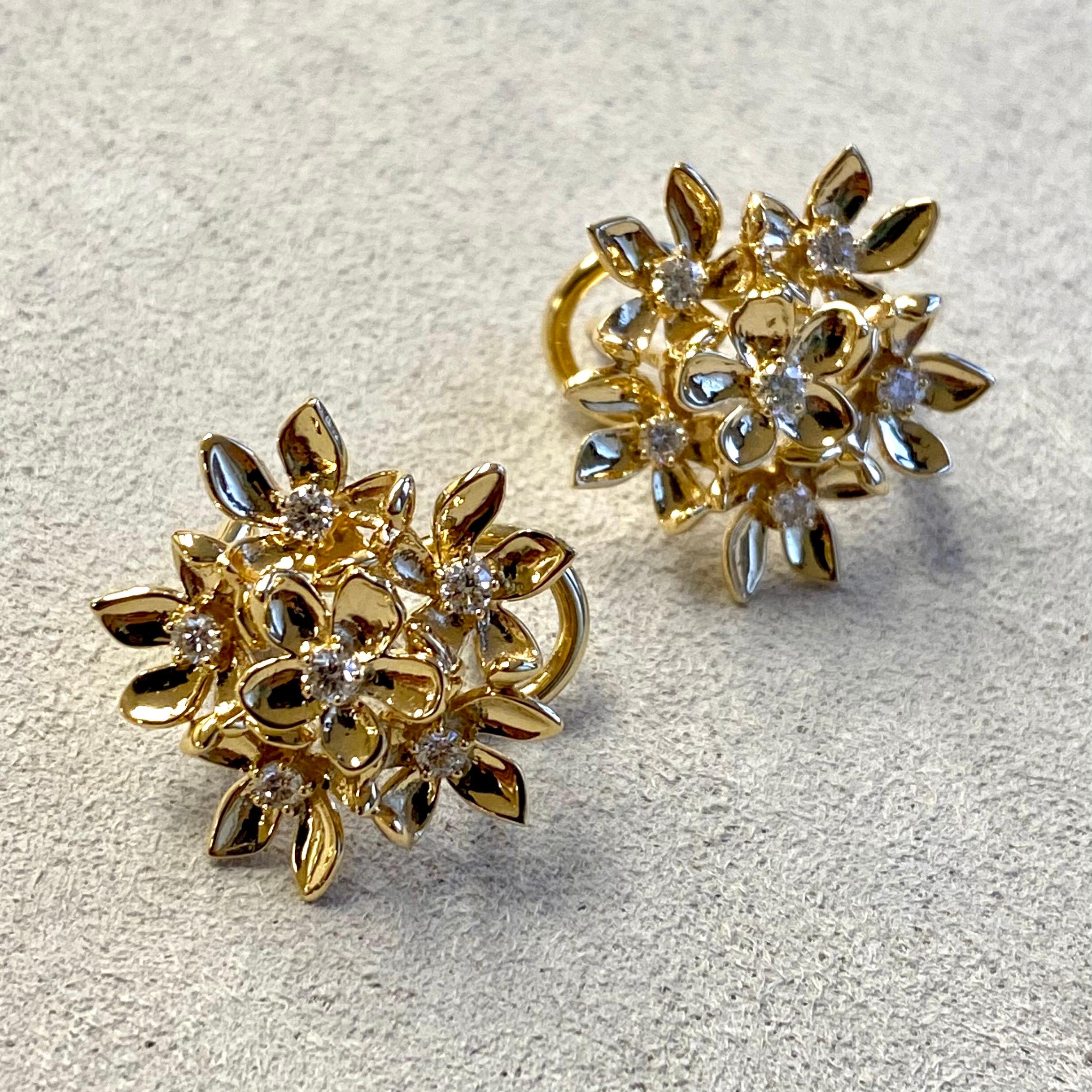 Contemporary Syna Flower Bunch Earrings with Diamonds