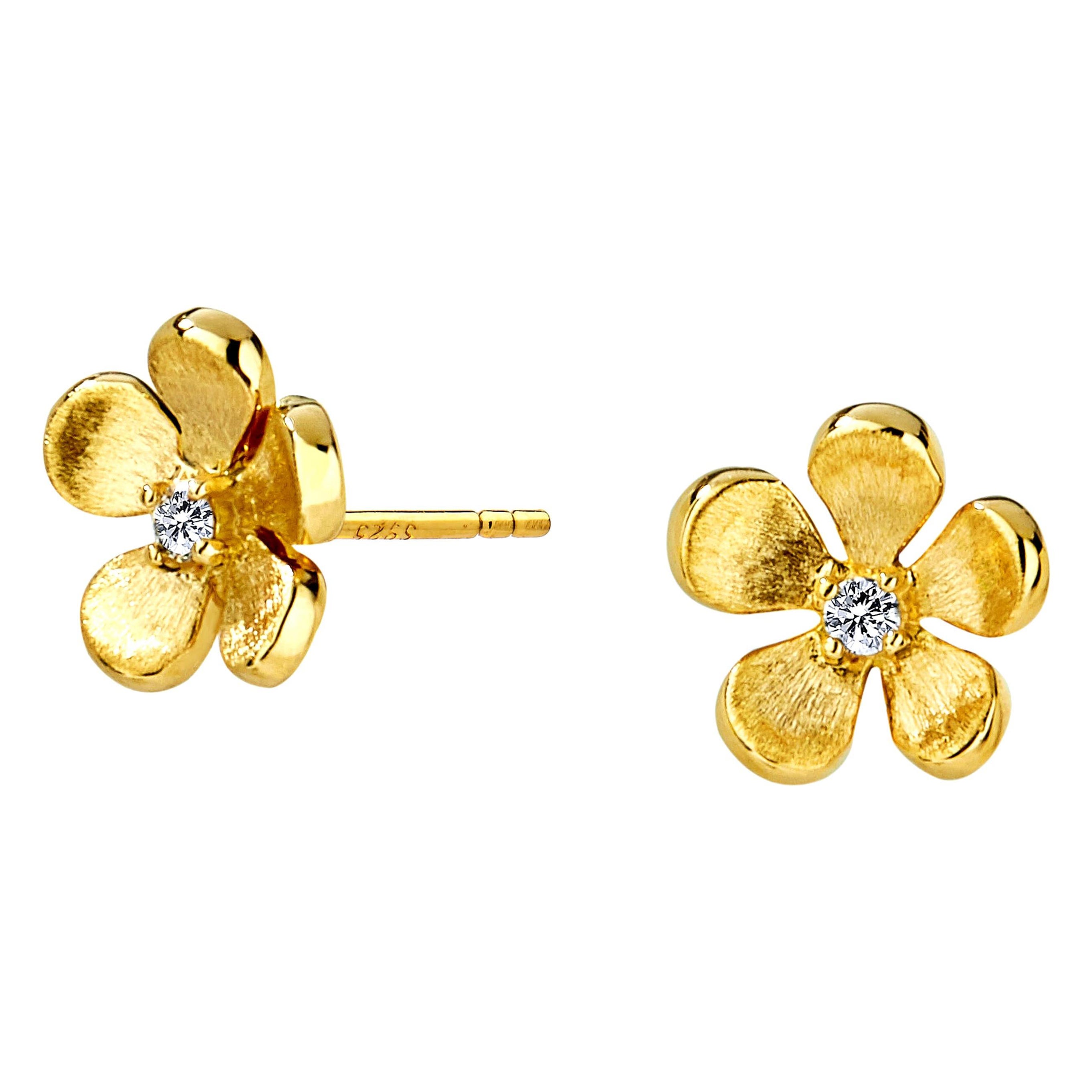 Boucles d'oreilles fleur Syna avec diamants en vente