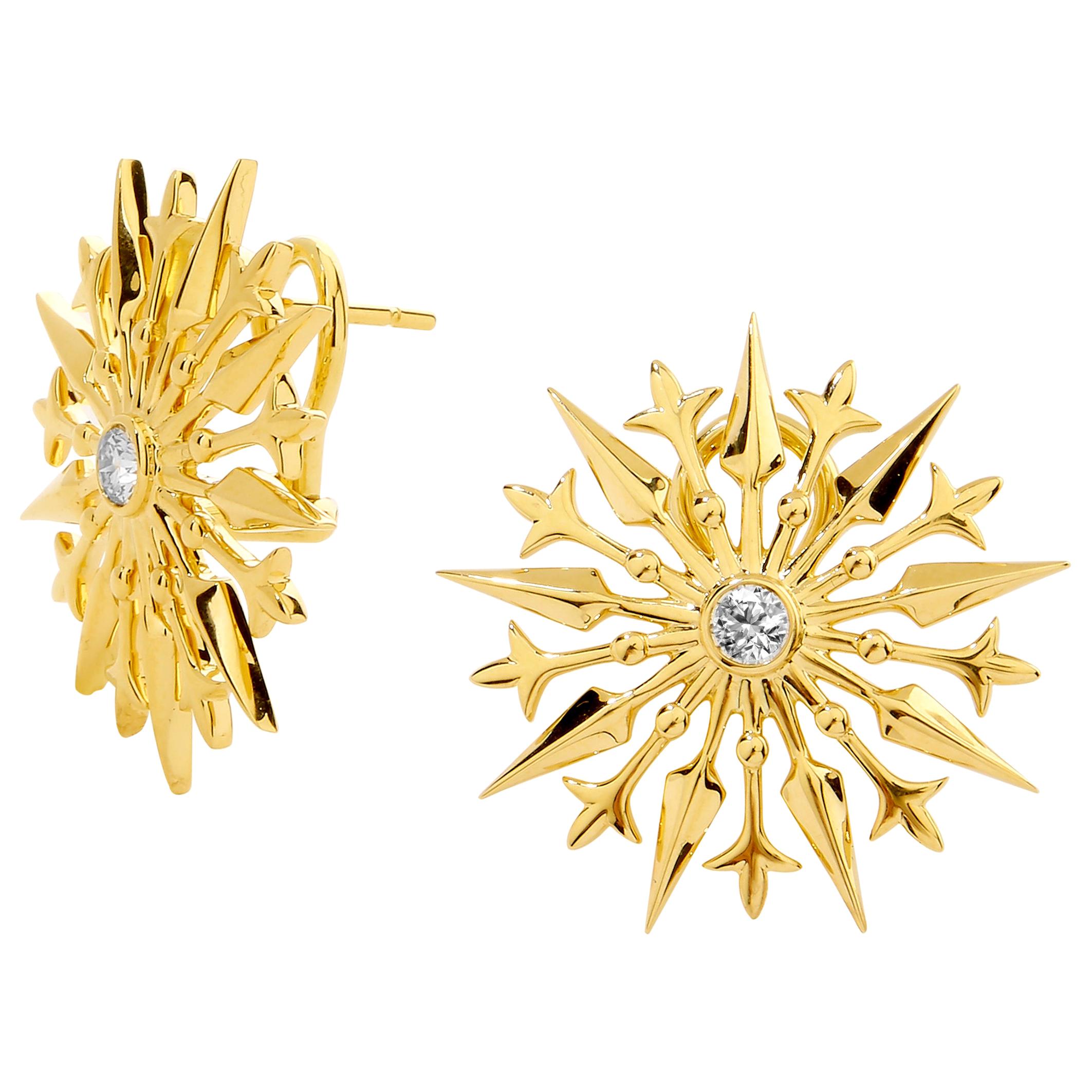 Diamond Gold Starburst Earrings at 1stDibs