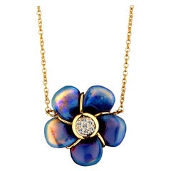 Syna Handcarved Opal Flower Necklace with Diamonds