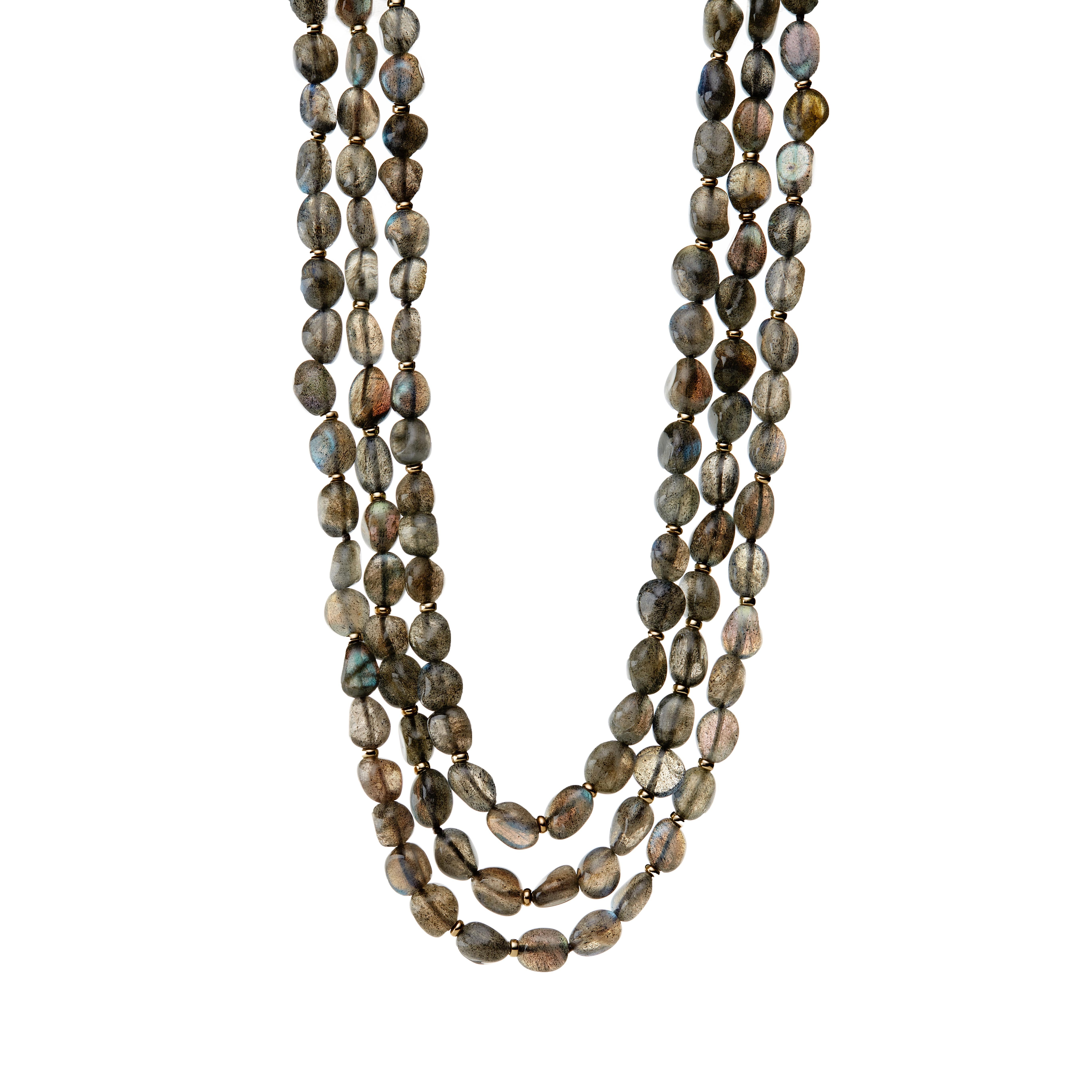 Created in 18 karat yellow gold
60 inches
Labradorite beads
18kyg roundels 
18kyg toggle clasp
Strung on silk
Limited edition

Crafted from 18 karat yellow gold, this limited edition necklace is elegantly accented by Labradorite beads and 18kyg