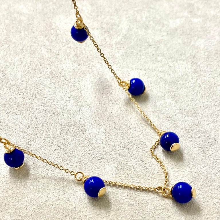 Syna Lapis Lazuli Yellow Gold Bead Necklace For Sale at 1stDibs
