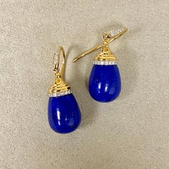 Syna Lapis Lazuli Yellow Gold Drop Earrings with Diamonds