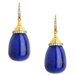 Syna Tropfenohrringe aus Gelbgold mit Lapislazuli und Diamanten