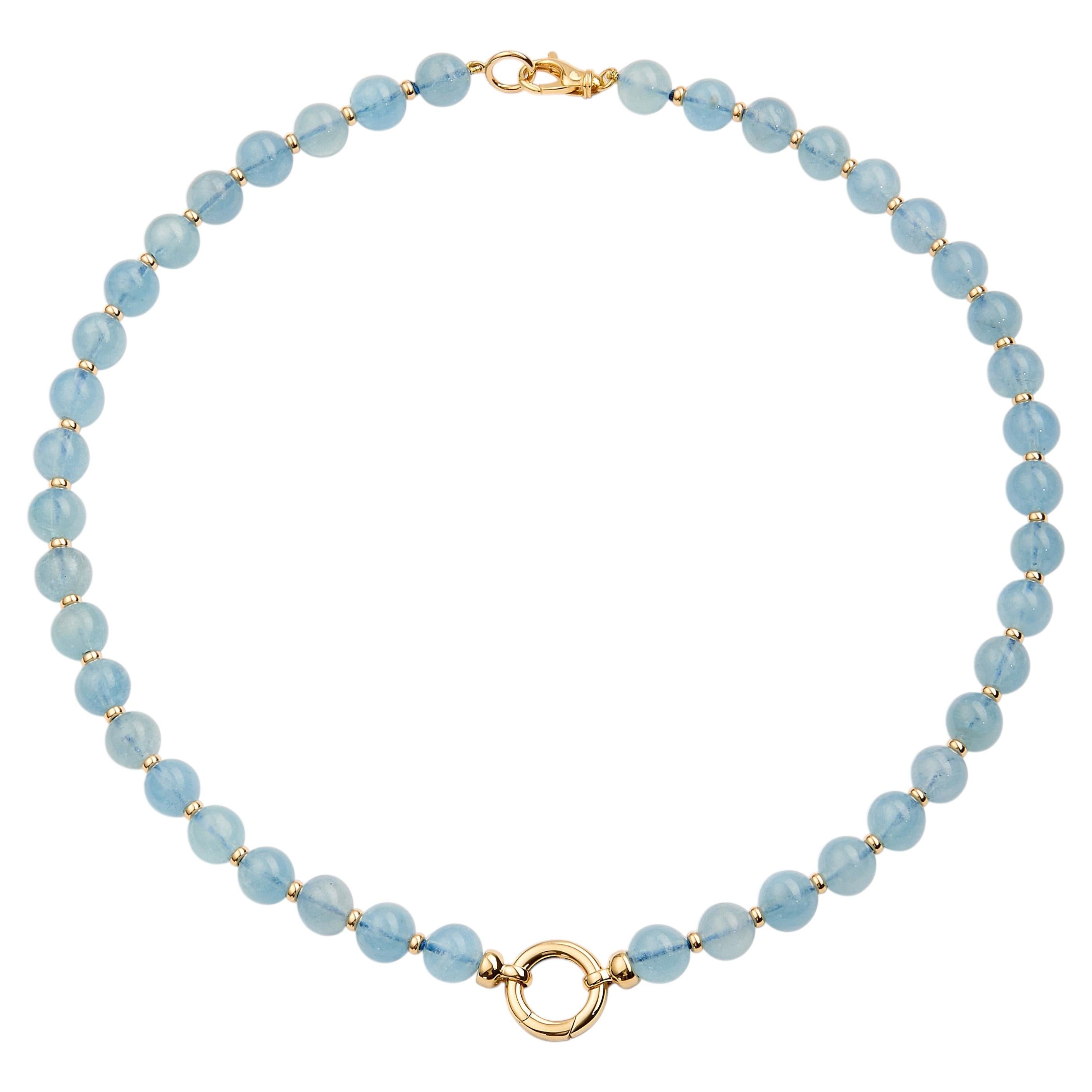 Collier Syna en édition limitée, en or jaune avec perles d'aigue-marine
