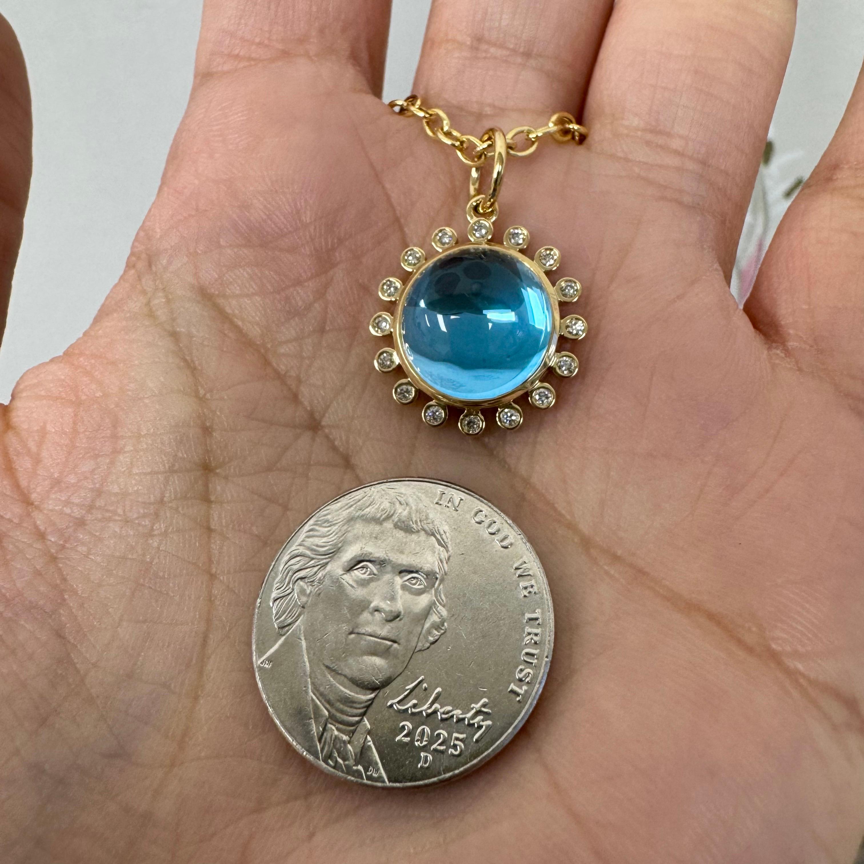 Created in 18 karat yellow gold
Blue Topaz 9 carats approx.
Diamonds 0.15 carat approx.
Chain sold separately
Limited Edition



 About the Designers ~ Dharmesh & Namrata

Drawing inspiration from little things, Dharmesh & Namrata Kothari have