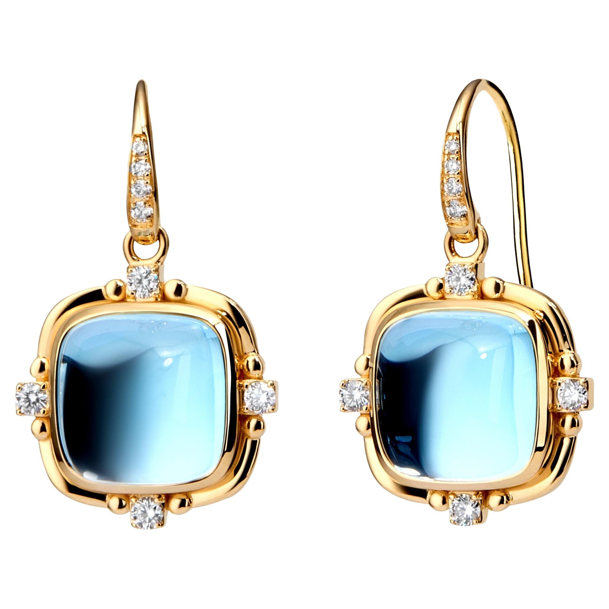 Orecchini Syna in edizione limitata in oro giallo con Topazio Blu e Diamanti