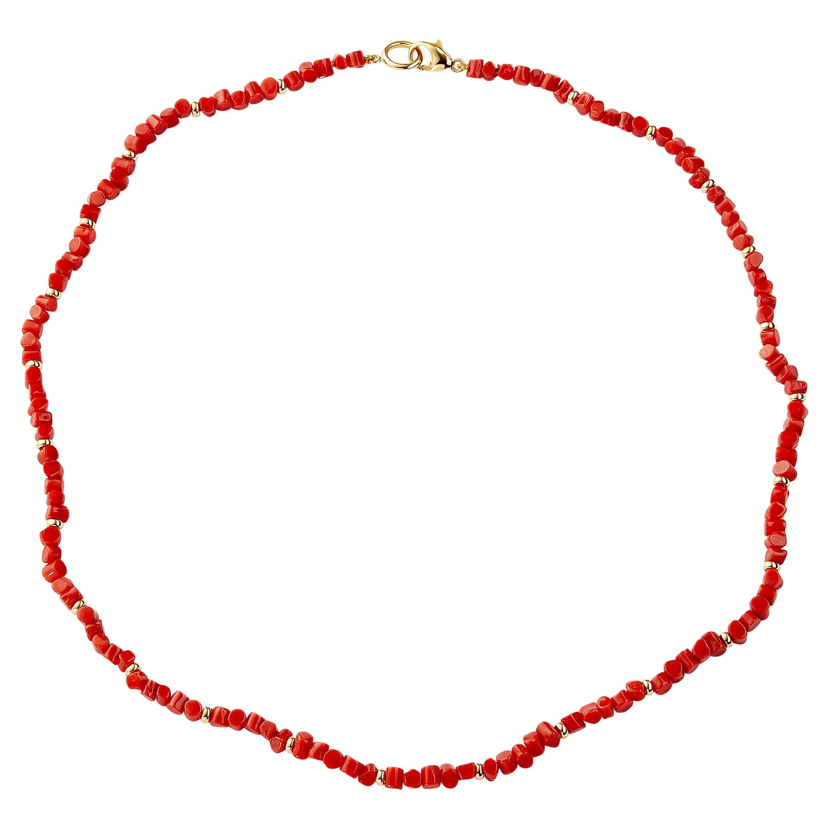 Syna Limited Edition Yellow Gold Coral Bead Necklace