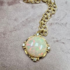 Syna Limited Edition Yellow Gold Ethiopian Opal Pendant with Diamonds