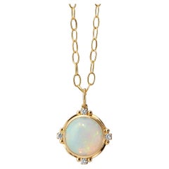 Syna Limited Edition Yellow Gold Ethiopian Opal Pendant with Diamonds