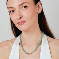 Syna Limited Edition Yellow Gold Graduating Aventurine Bead Necklace