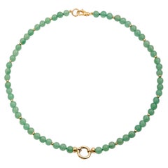 Syna Limited Edition Yellow Gold Graduating Aventurine Bead Necklace