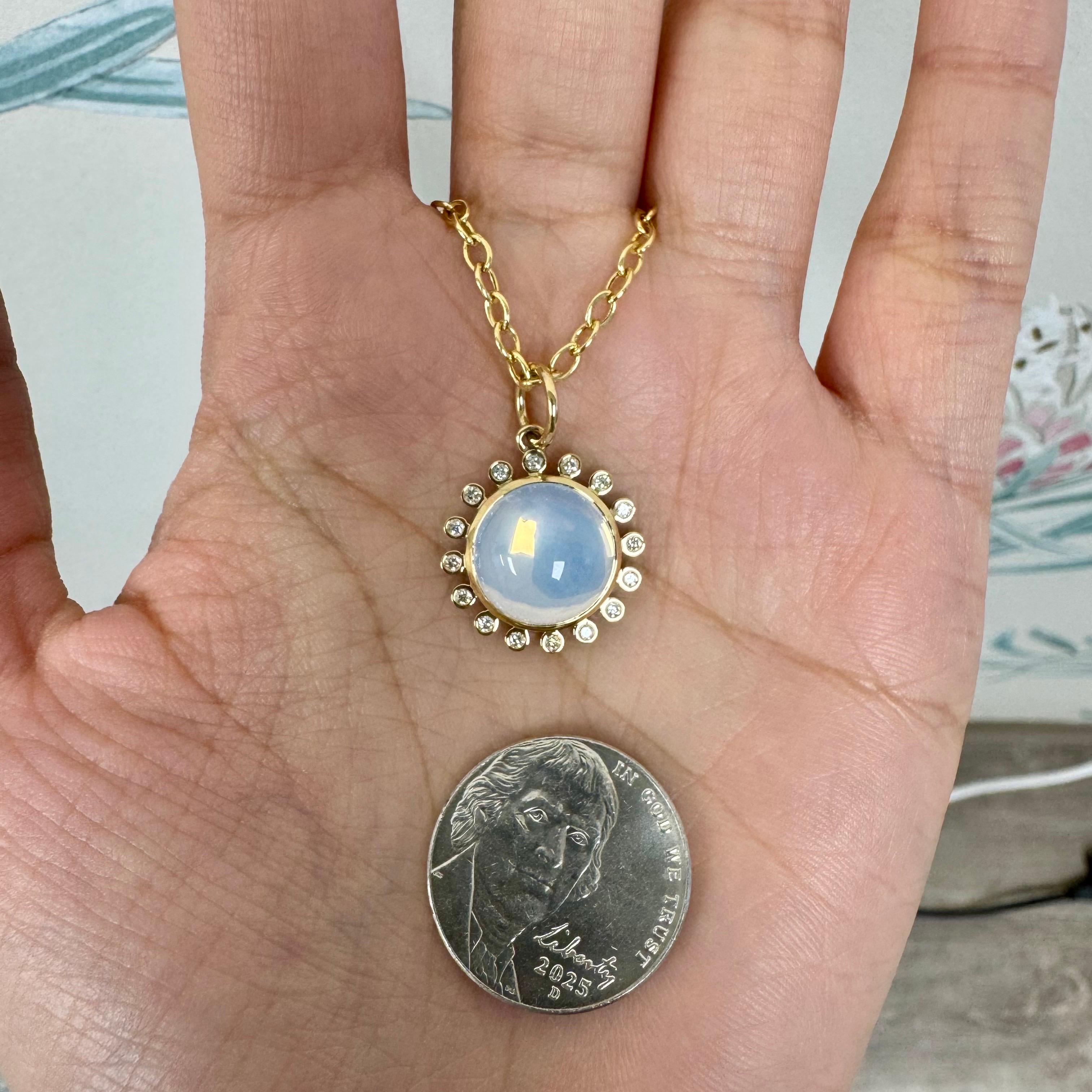 Created in 18 karat yellow gold
Moon Quartz 7 carats approx.
Diamonds 0.15 carat approx.
Chain sold separately
Limited Edition



 About the Designers ~ Dharmesh & Namrata

Drawing inspiration from little things, Dharmesh & Namrata Kothari have