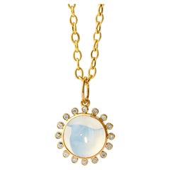 Syna Limited Edition Yellow Gold Moon Quartz Exotic Pendant with Diamonds