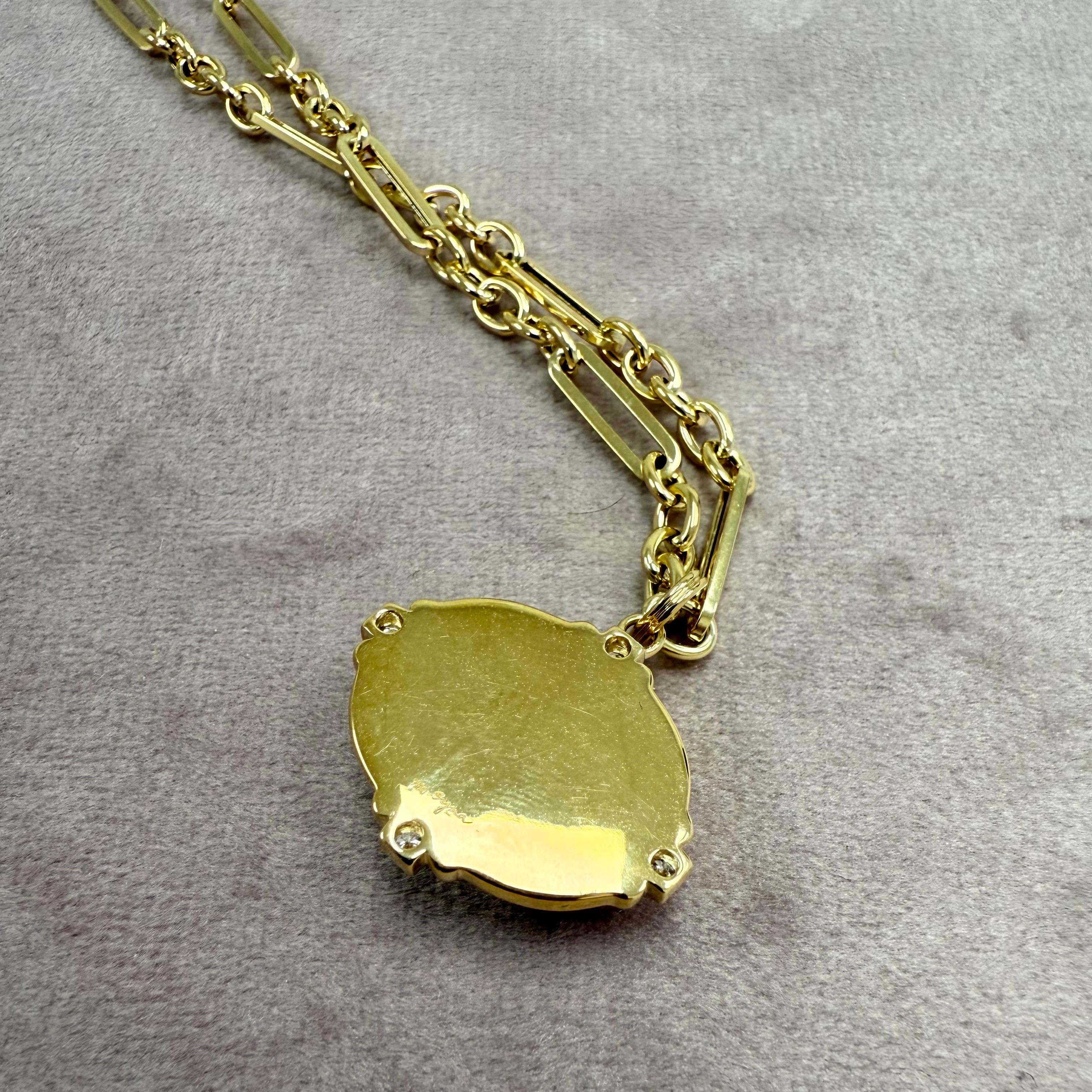 Contemporain Syna Edition limitée Pendentif en or jaune avec tourmaline rose et diamants en vente