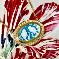 Syna Love Birds Cameo Yellow Gold Necklace with Diamonds
