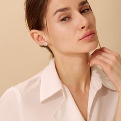 Syna Mogul Hex Studs with Rock Crystal and Champagne Diamonds