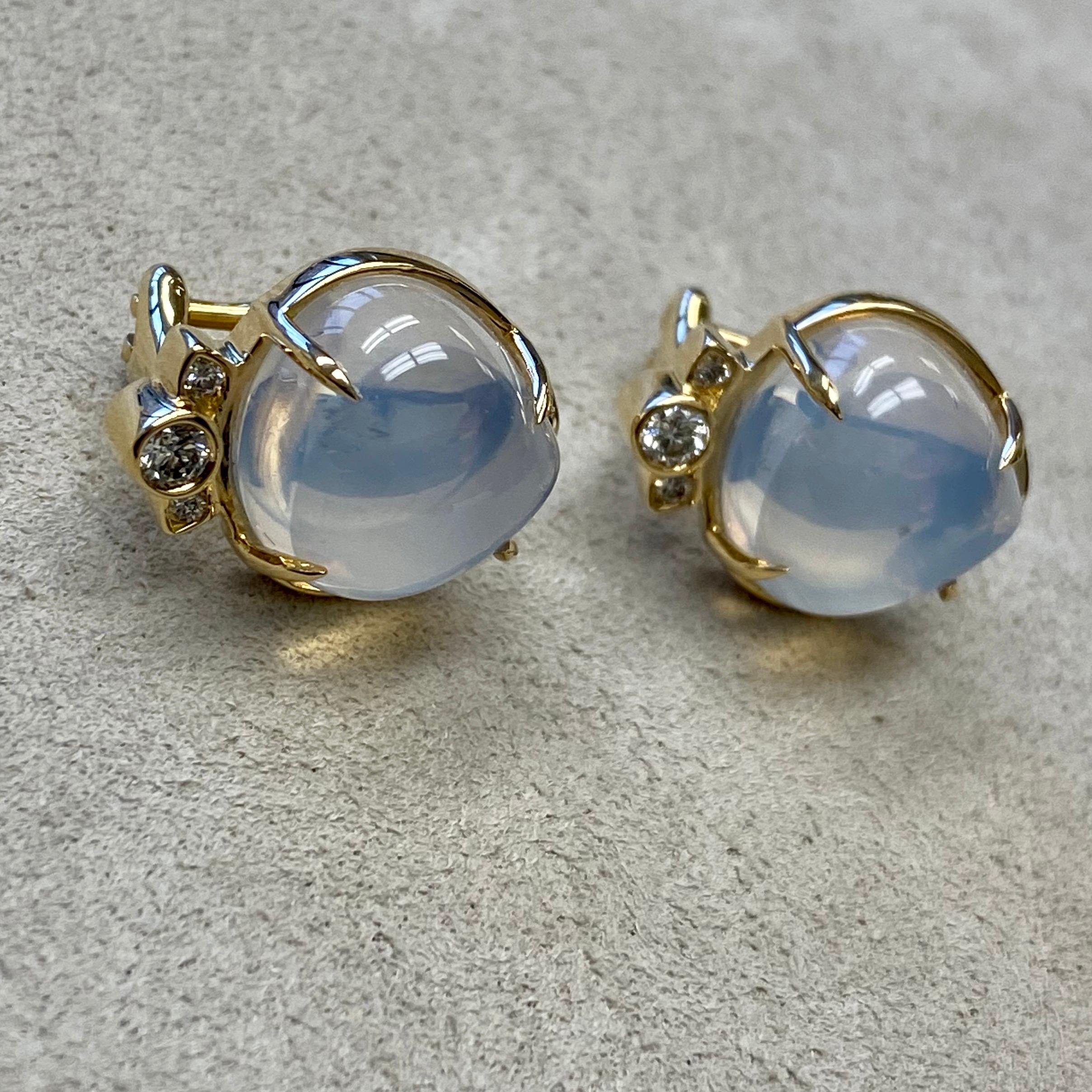 Syna Moon Quartz Earrings with Diamonds For Sale 2