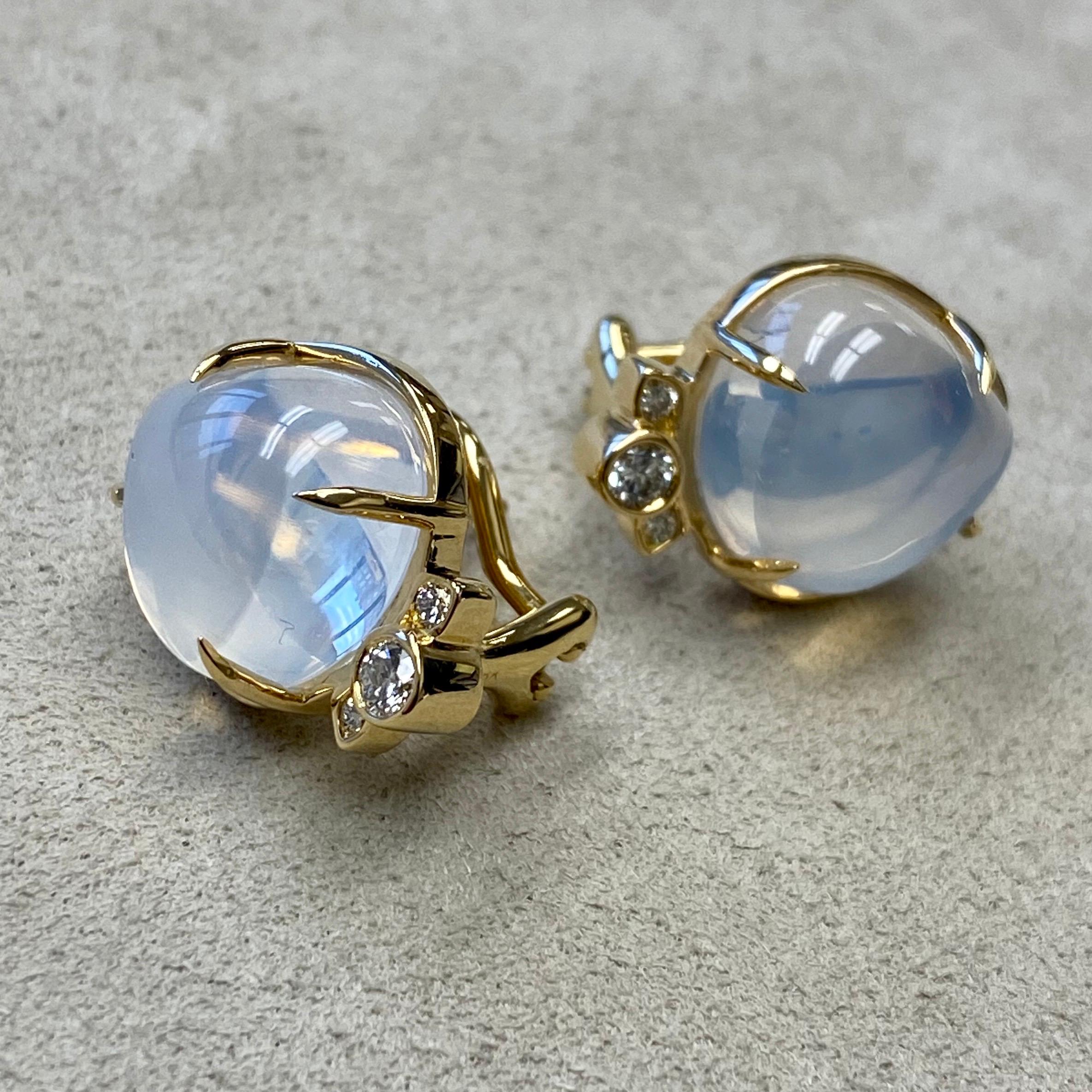 Syna Moon Quartz Earrings with Diamonds For Sale 3