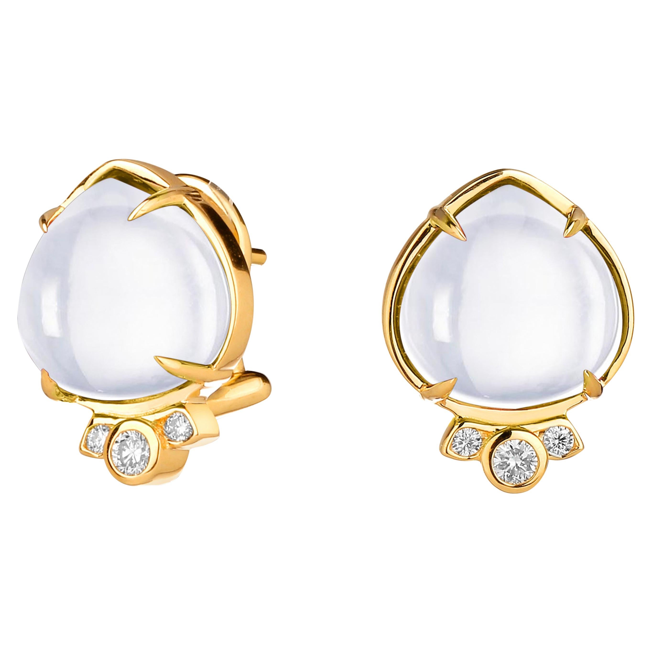 Syna Moon Quartz Earrings with Diamonds