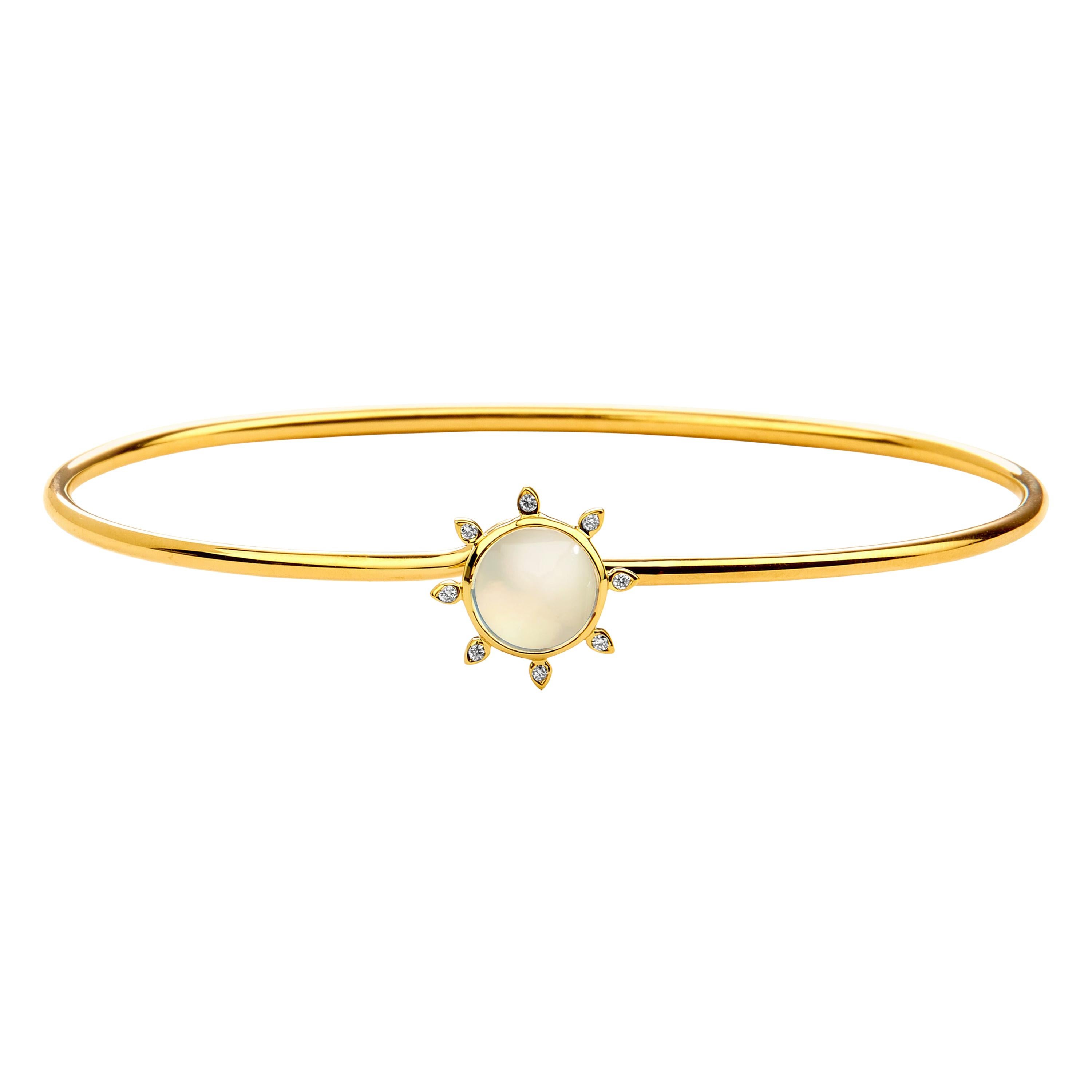 Syna Moon Quartz Sun Bracelet with Diamonds For Sale