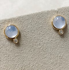 Pendientes Chucherías Syna Luna Cuarzo Oro Amarillo con Diamantes