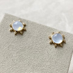 Syna Moon Quartz Yellow Gold Earrings with Diamonds