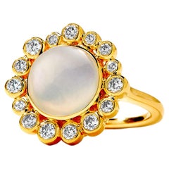Syna Moon Quartz Yellow Gold Ring with Diamonds