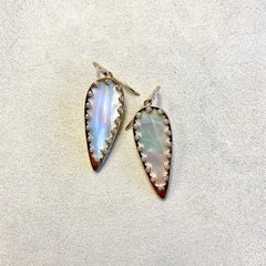 Syna Mother of Pearl Yellow Gold Leaf Earrings with Diamonds