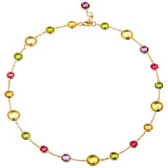 Syna Multi-Color Chakra Yellow Gold Necklace