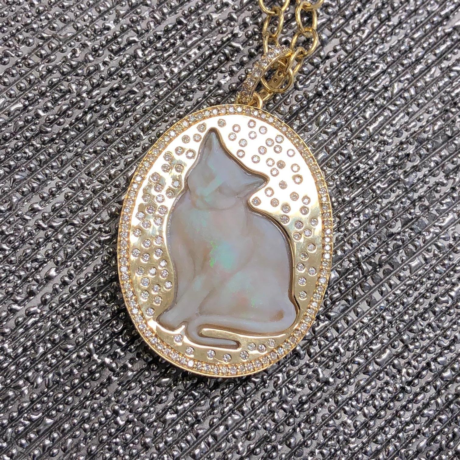 opal cat necklace