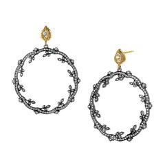 Syna Oxidized Silver and Champagne Diamond Mogul Twine Earrings