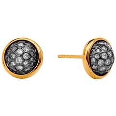 Syna Oxidized Silver and Yellow Gold Earrings with Champagne Diamonds