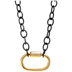 Syna Oxidized Silver and Yellow Gold Necklace with Champagne Diamonds