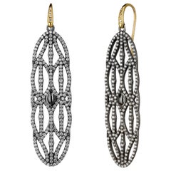 Syna Oxidized Silver Large Mogul Diamonds Earrings