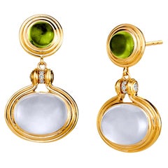 Syna-Ohrringe aus Peridot und Mondquarz mit Diamanten