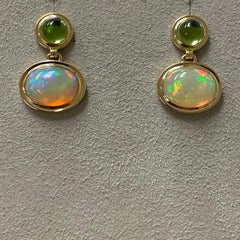 Syna Yellow Gold Peridot and Opal Earrings
