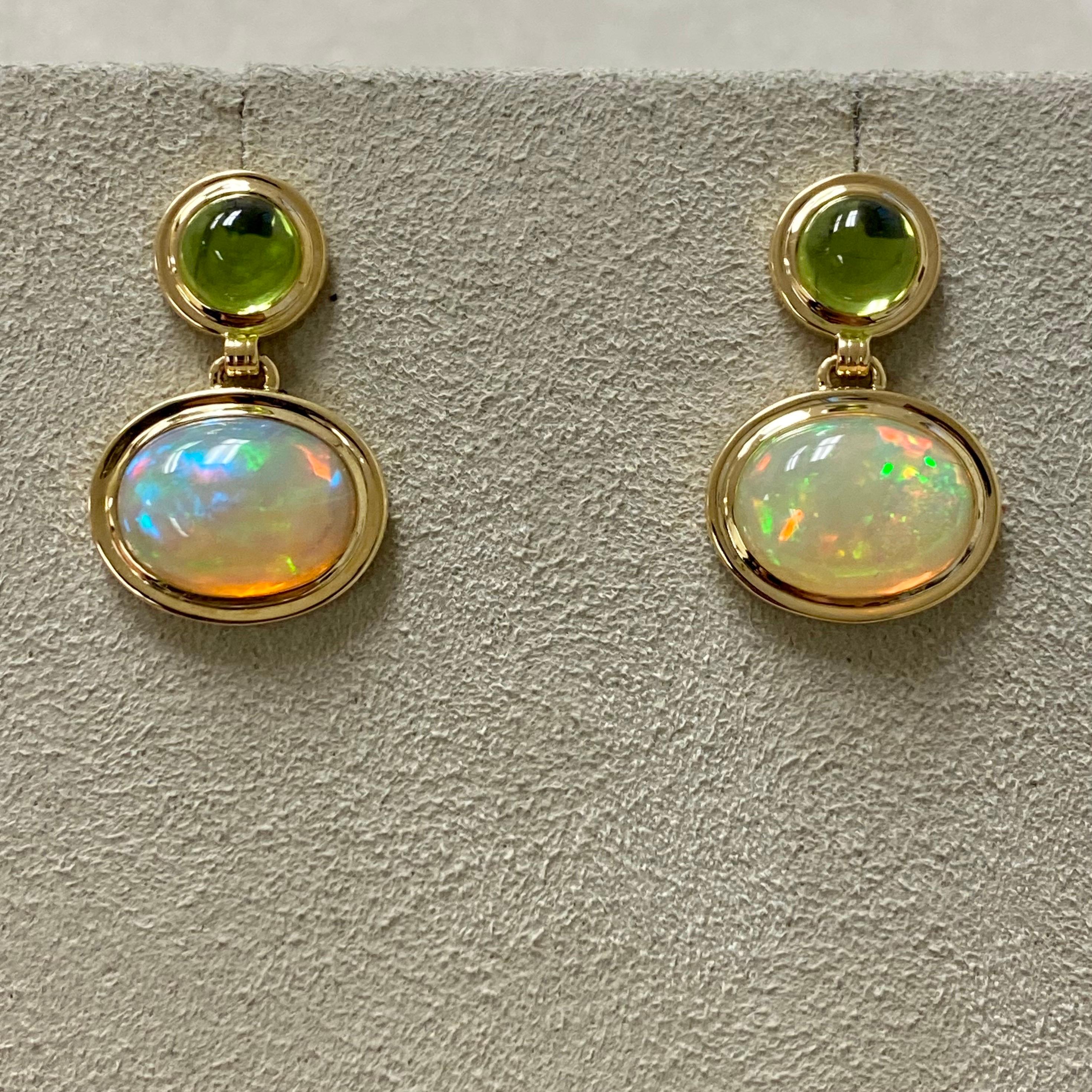 Contemporary Syna Peridot and Opal Earrings For Sale