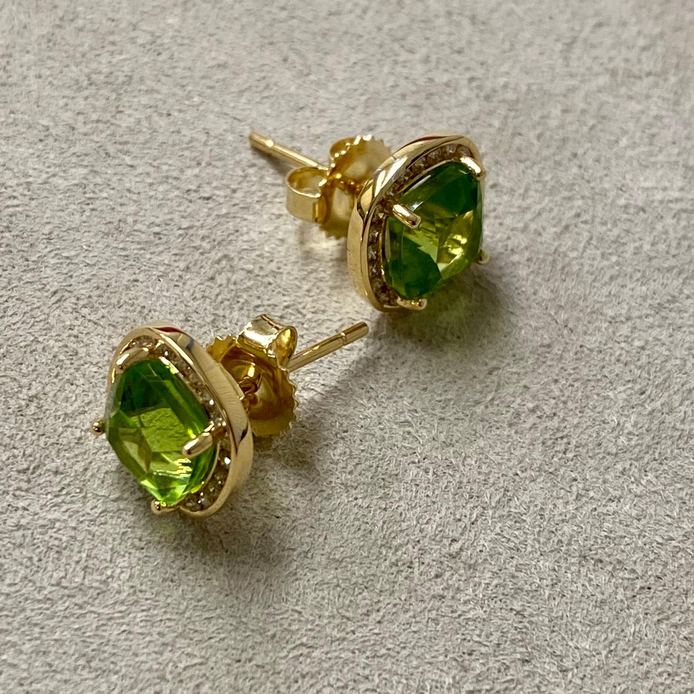 Syna Peridot-Ohrringe aus Gelbgold mit Champagner-Diamanten im Zustand „Neu“ in Fort Lee, NJ