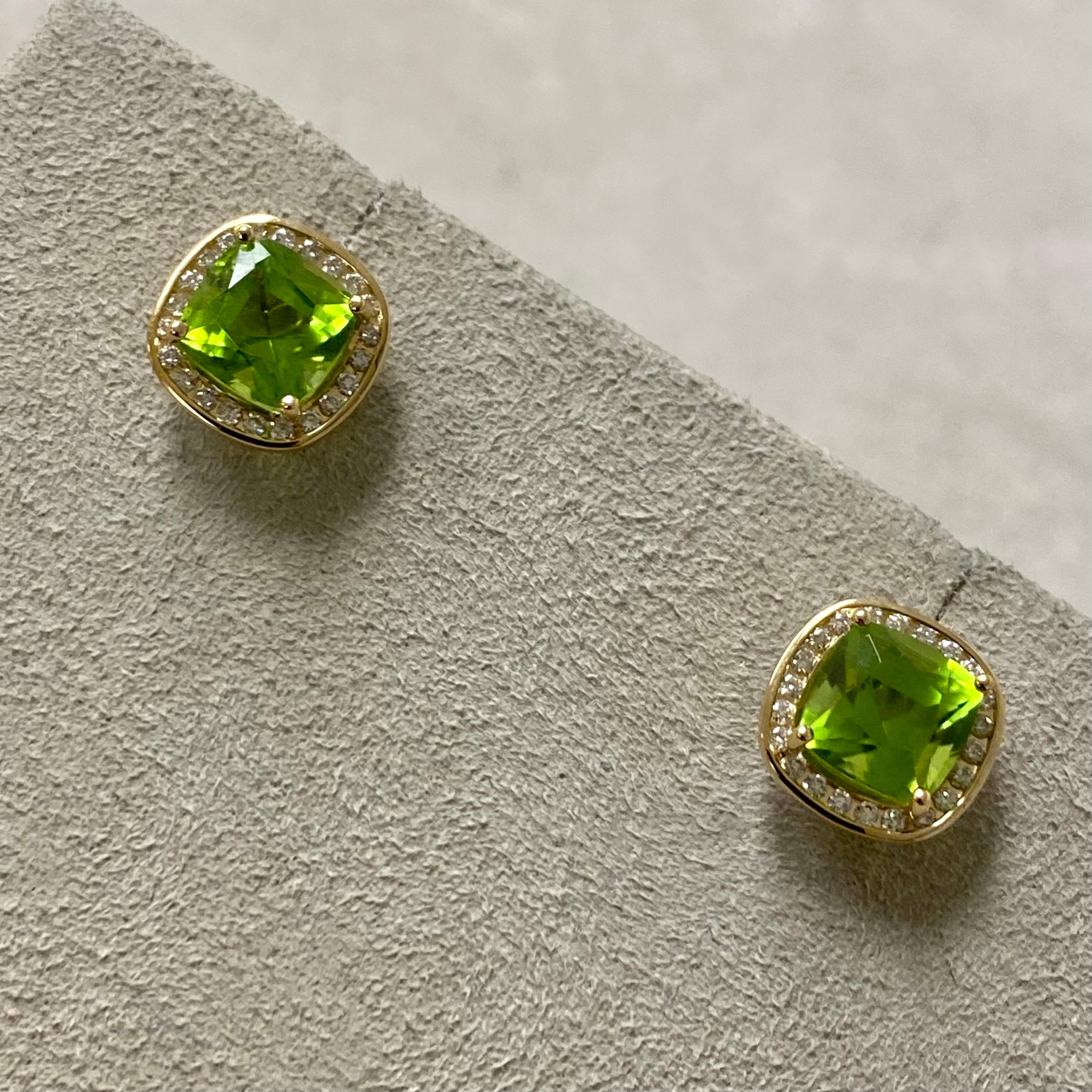 Syna Peridot-Ohrringe aus Gelbgold mit Champagner-Diamanten Damen