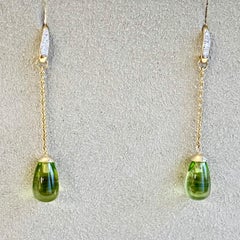 Syna Peridot Yellow Gold Mogul Drop Chain Earrings