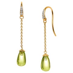 Syna Peridot Yellow Gold Mogul Drop Chain Earrings