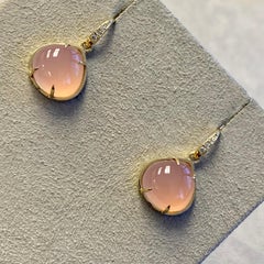 Syna Pink Chalcedony Yellow Gold Earrings with Diamonds